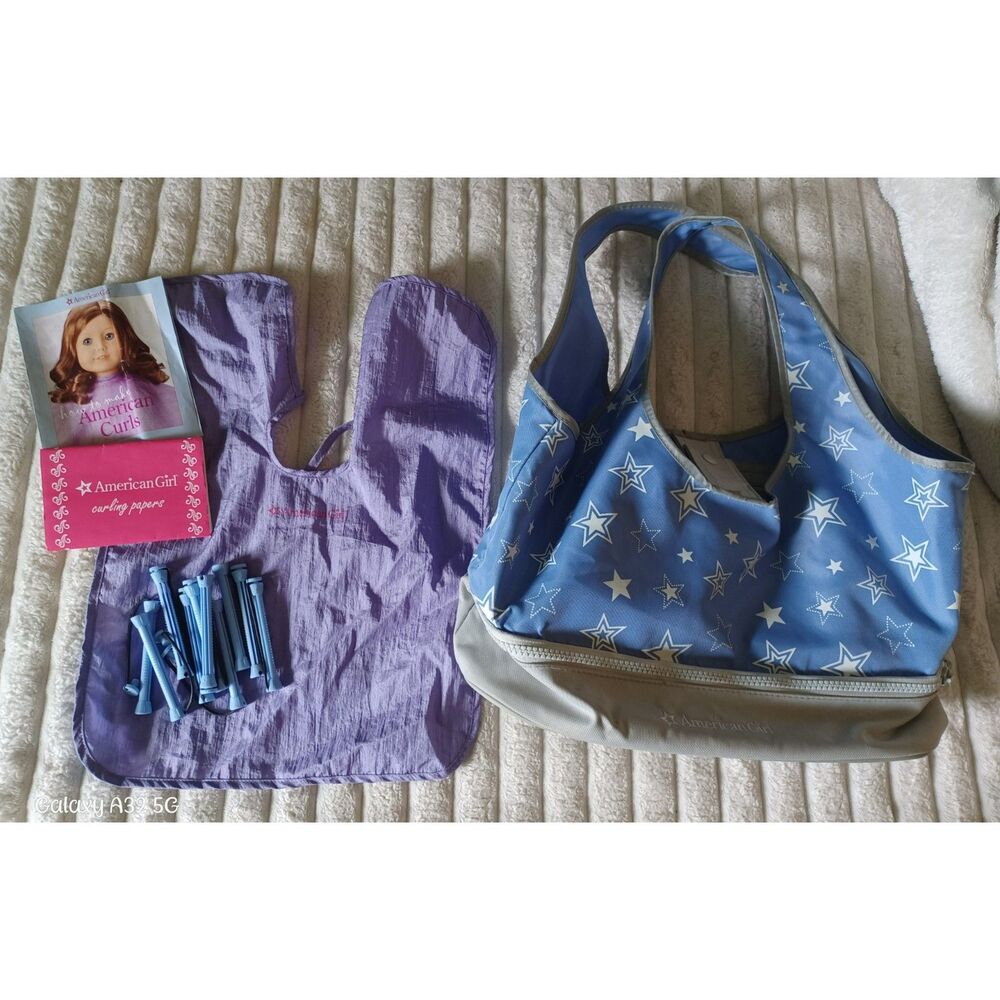 American Girl Doll Retired Star Tote Bag & Hair Care Curling Set